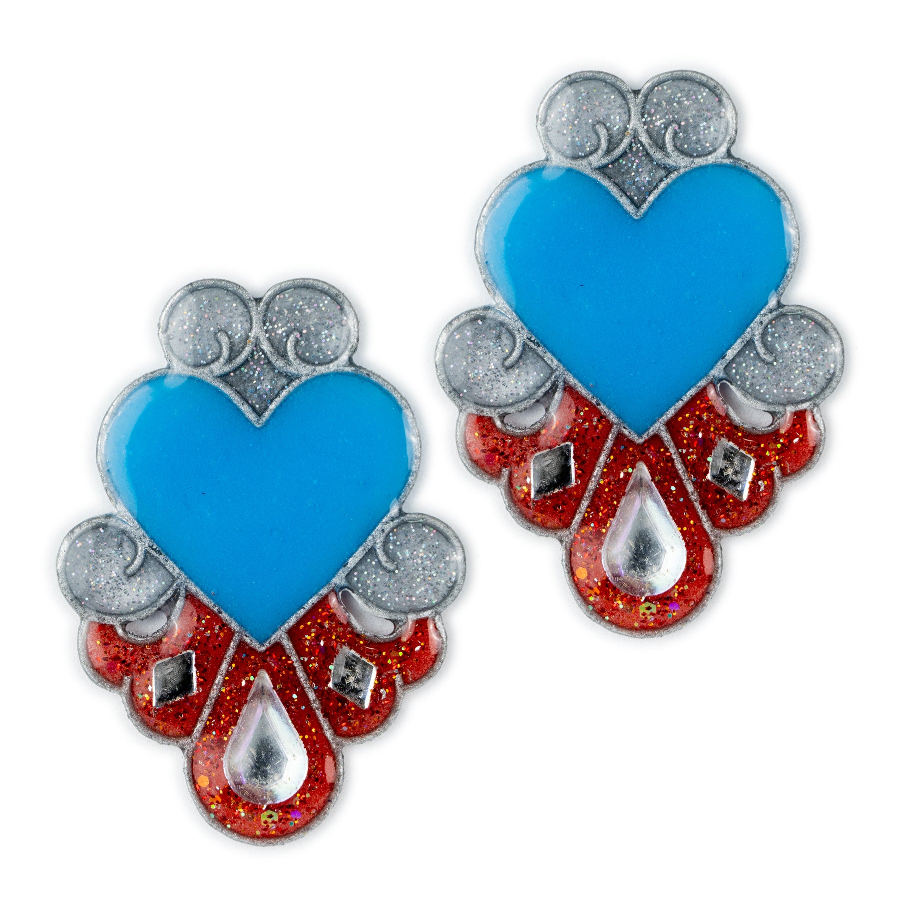 Aretes de resina - CORAZÓN HOJAS