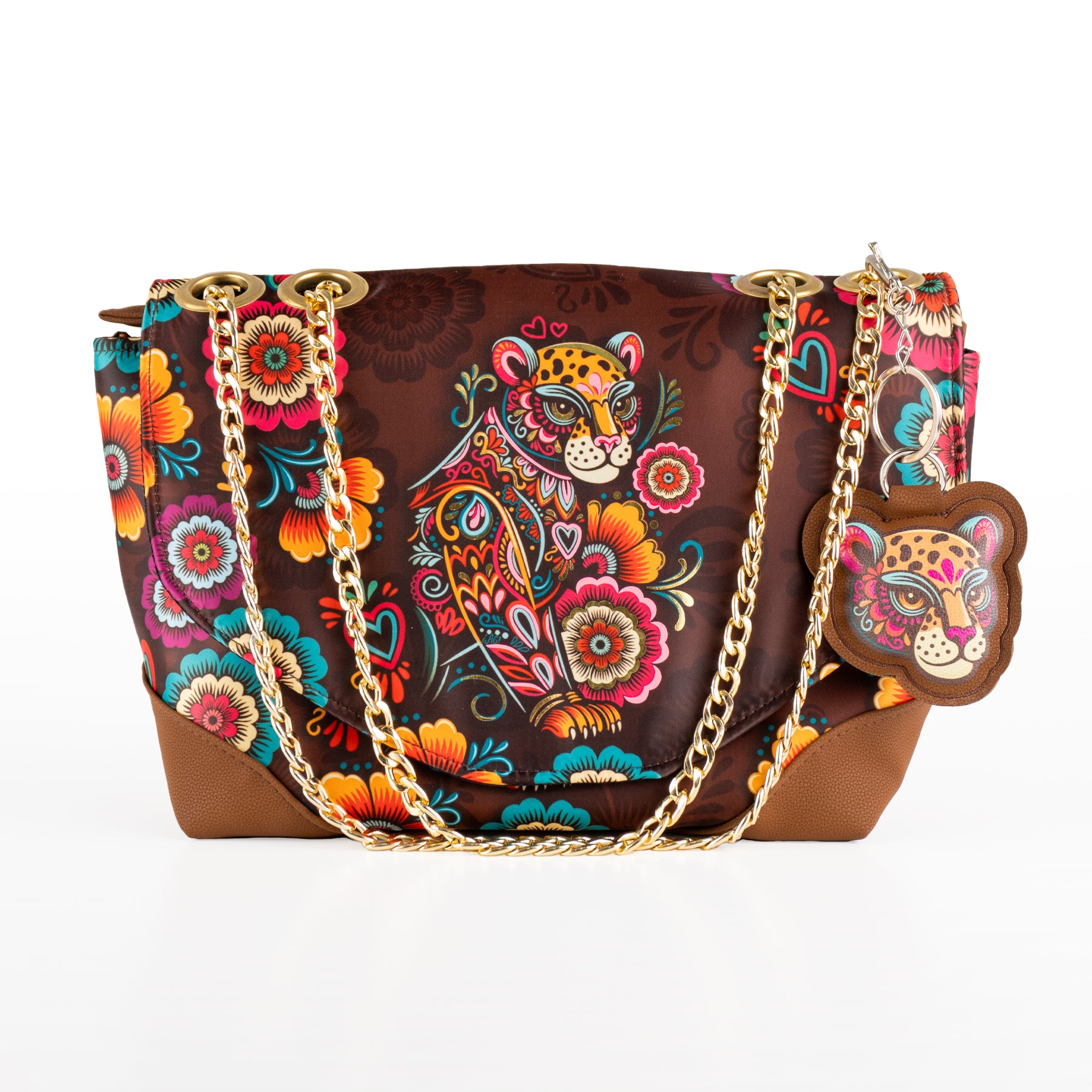 Bolsa Cross con correa metálica para mujer color marrón - Colección AMIGAS POR SIEMPRE