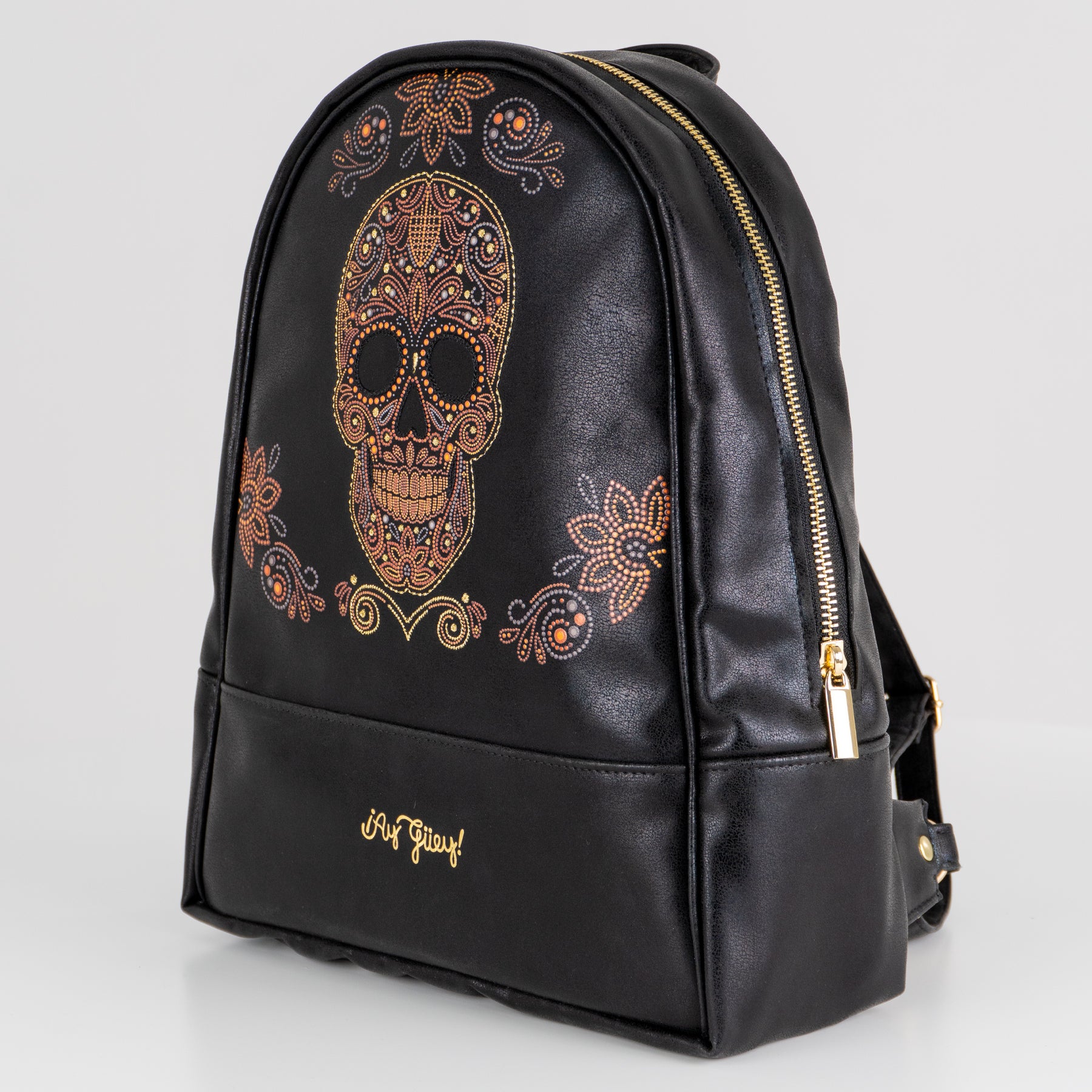 Mochila Modelo Arco para mujer color negro - Colección CALAVERA ORO