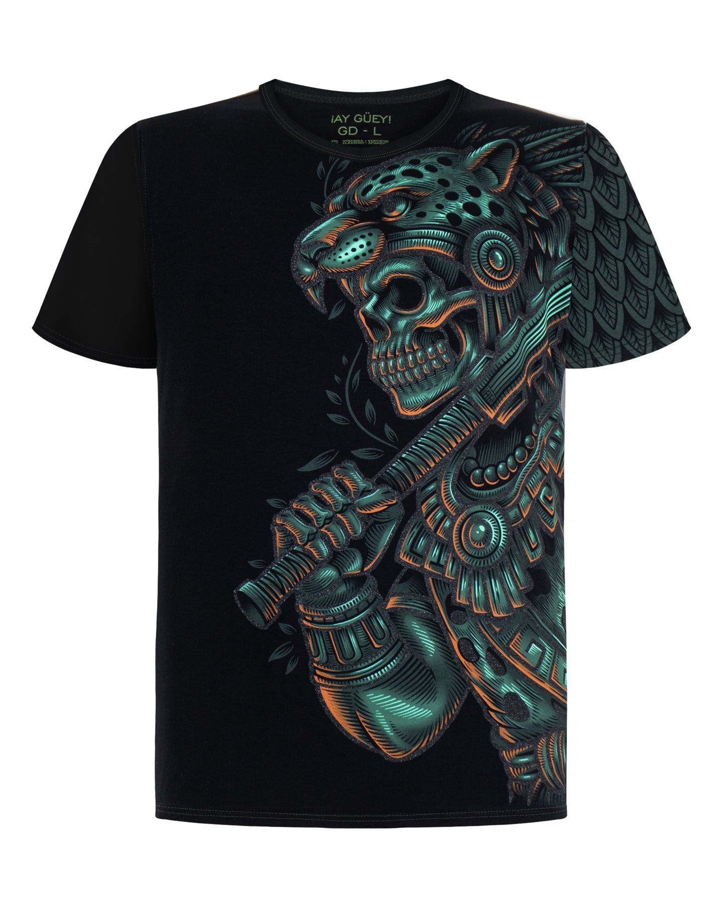Playera Guerrero Latón Estampado Asimétrico