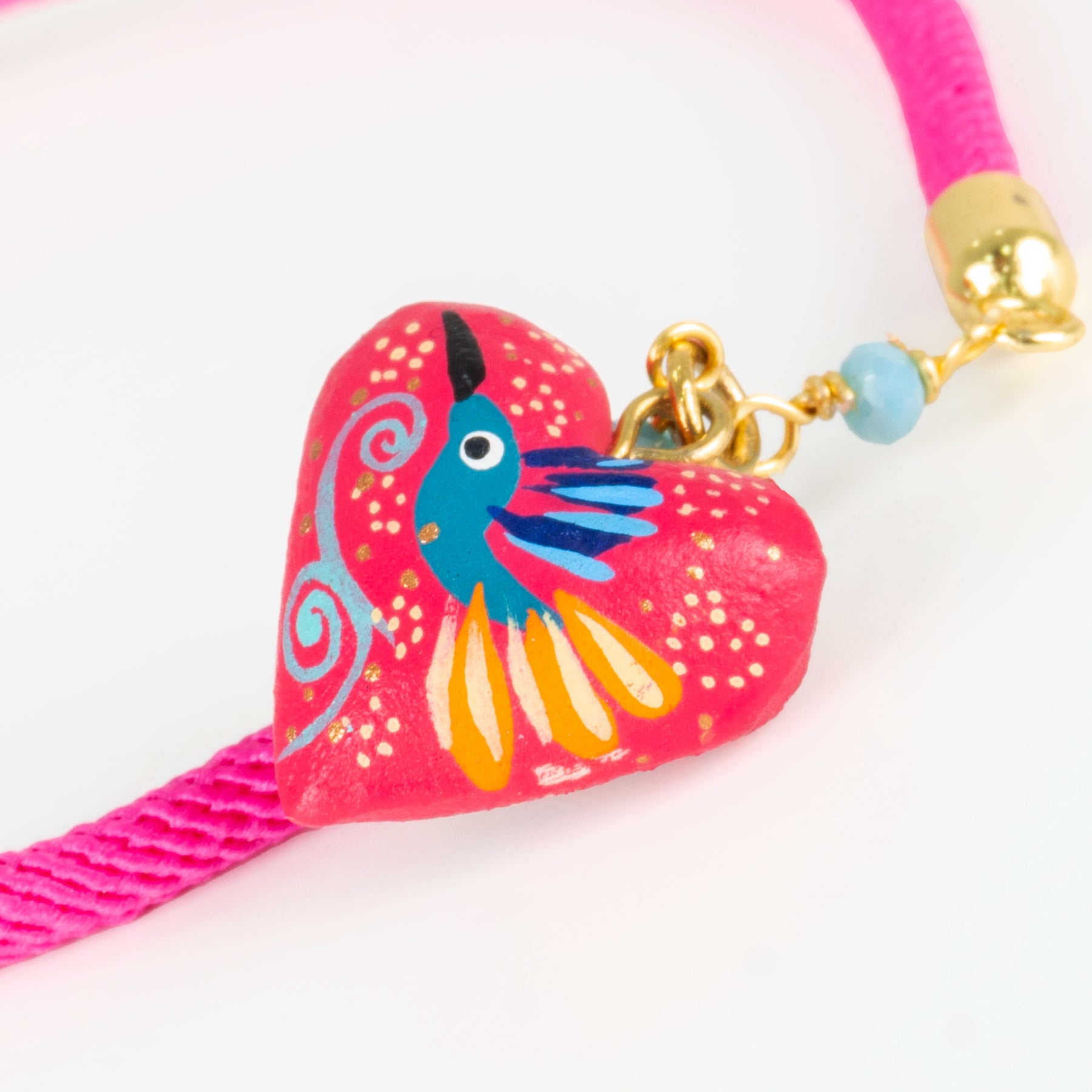 Pulsera Colibrí Madera Ajustable Rosa Mex