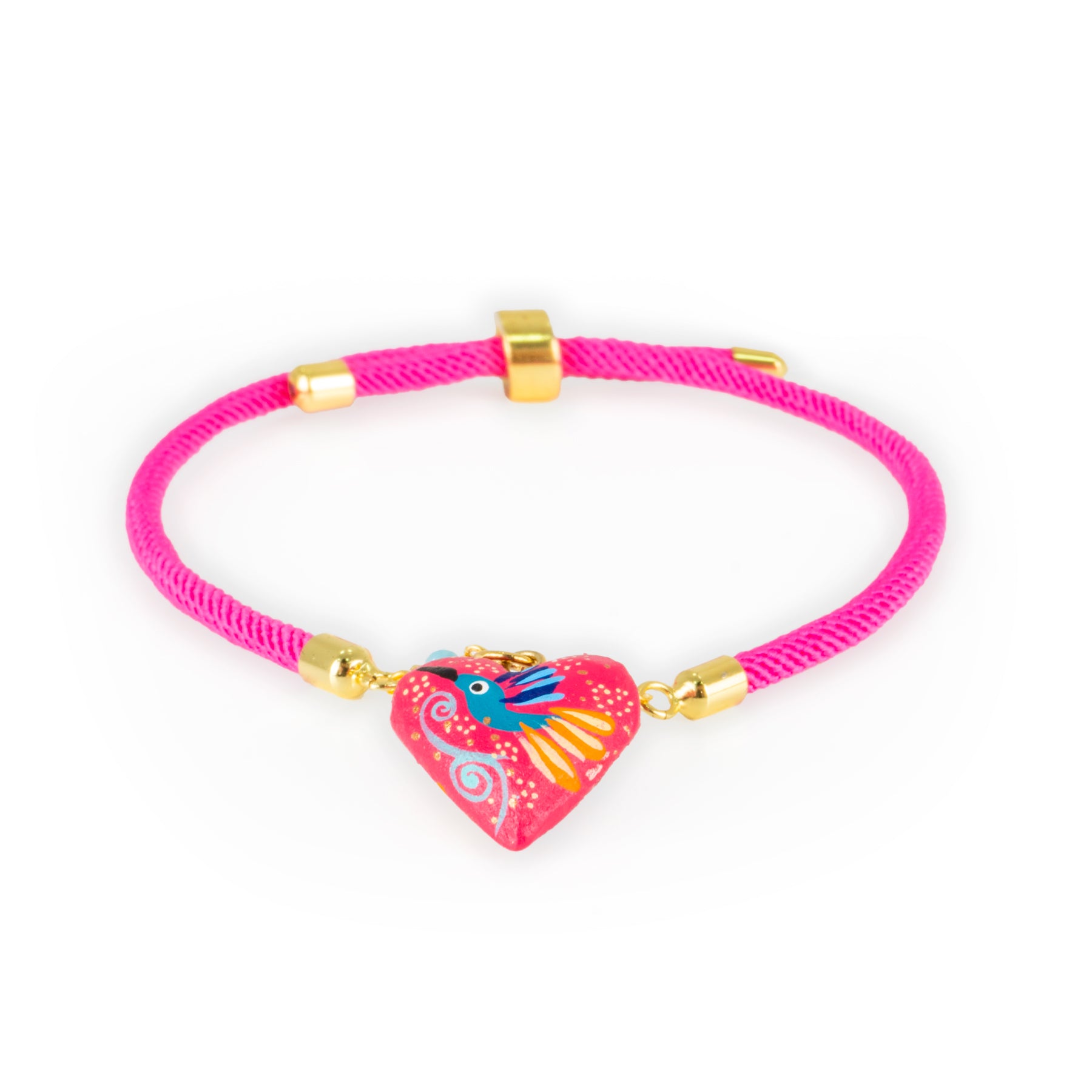 Pulsera Colibrí Madera Ajustable Rosa Mex