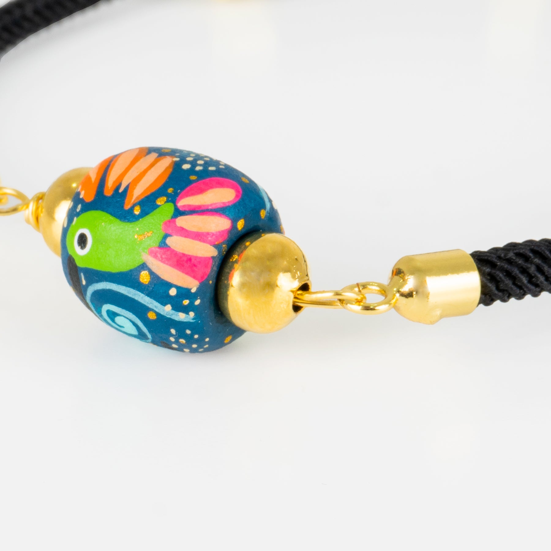 Pulsera Colibrí Madera Ajustable Negro