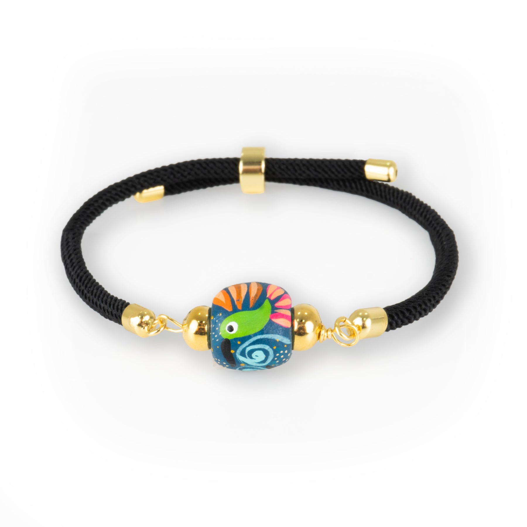 Pulsera Colibrí Madera Ajustable Negro