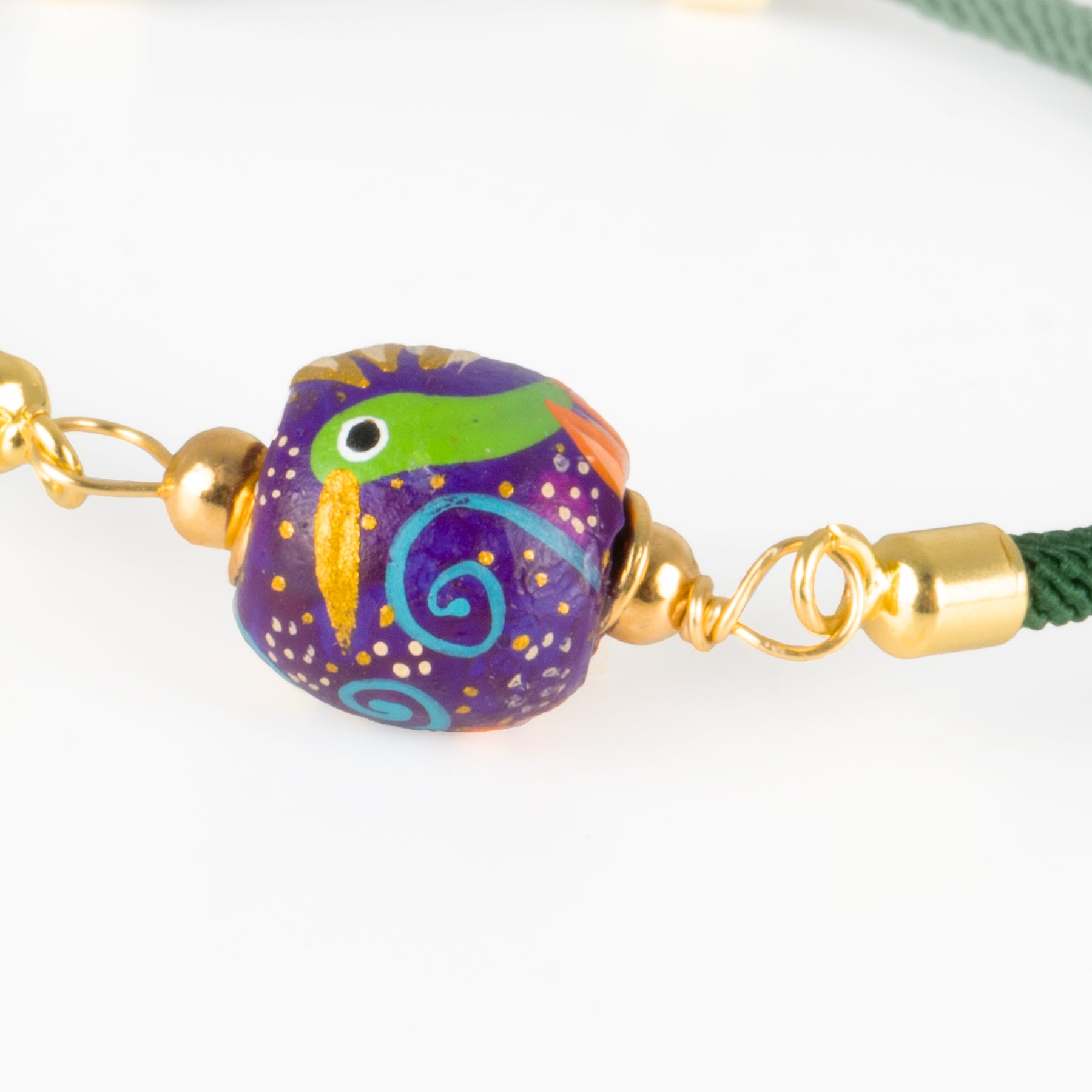 Pulsera Colibrí Madera Ajustable Verde