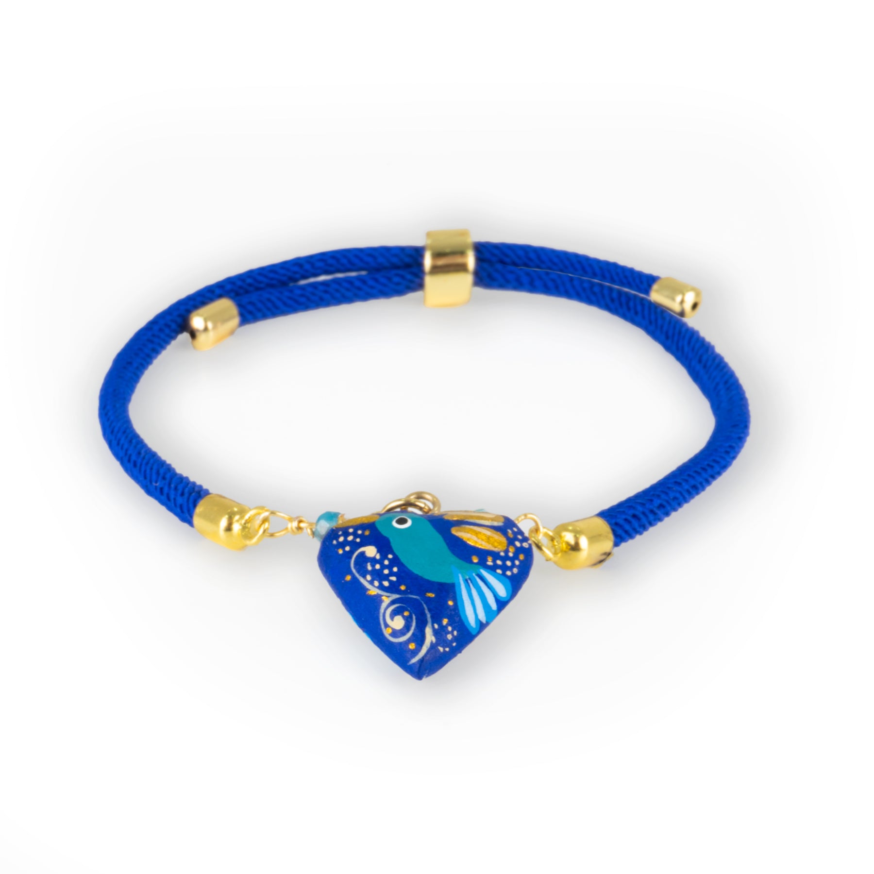 Pulsera Colibrí Madera Ajustable Azul