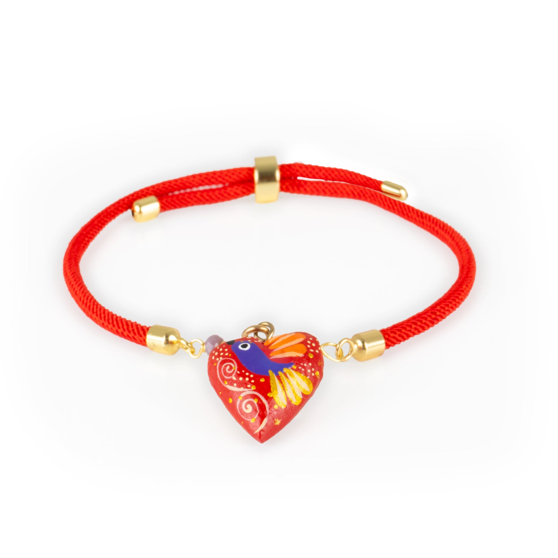 Pulsera Colibrí Madera Ajustable Roja