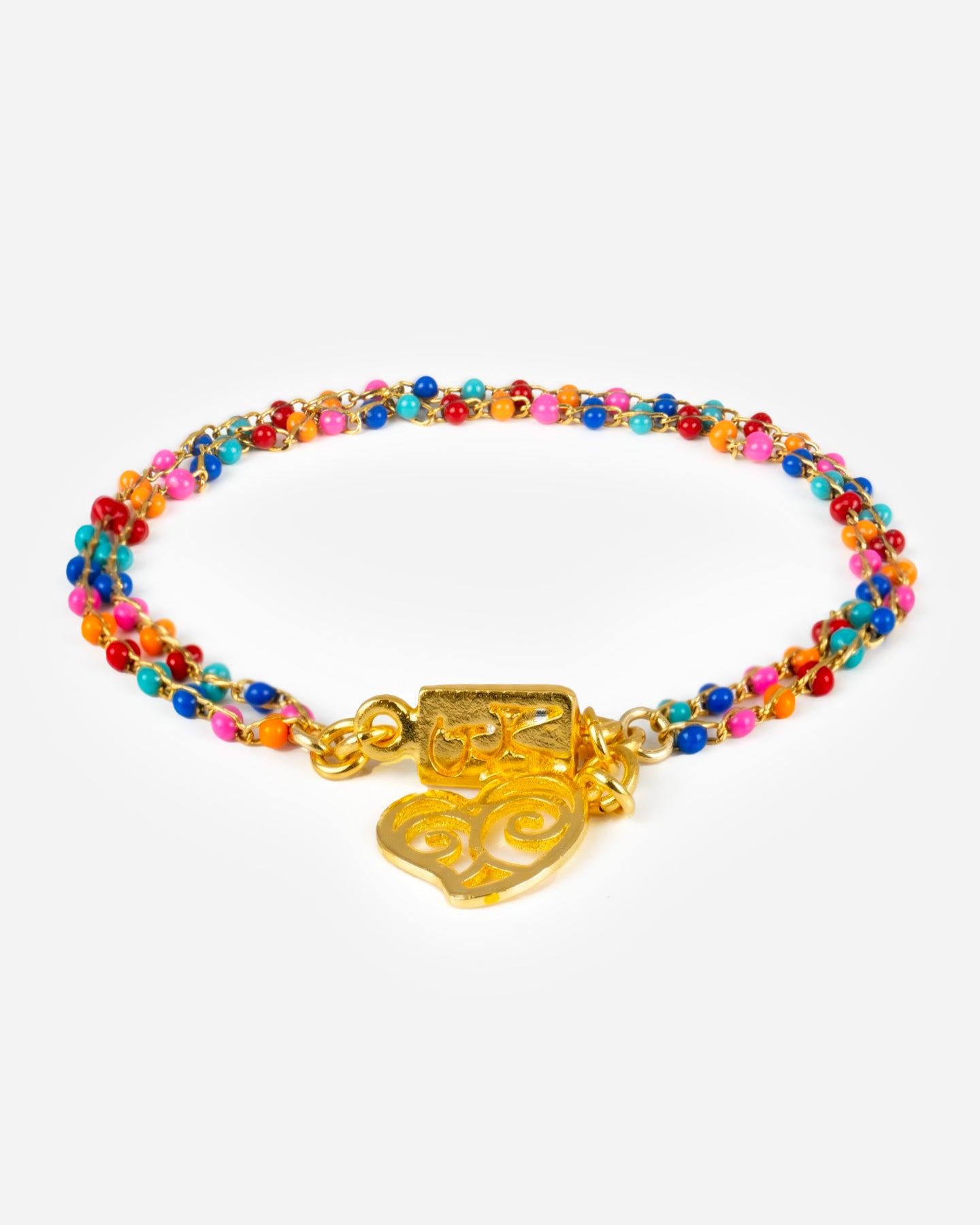 Pulsera Corazón Fortaleza Doble Cadena